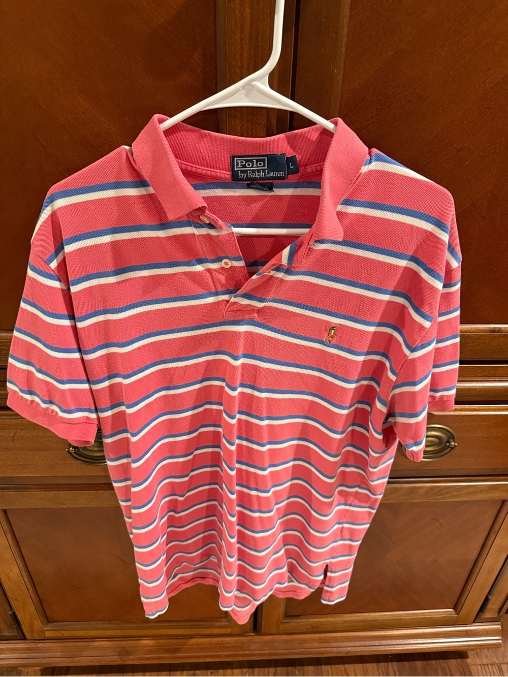 Polo by Ralph Lauren Coral Pink Striped Polo Shirt